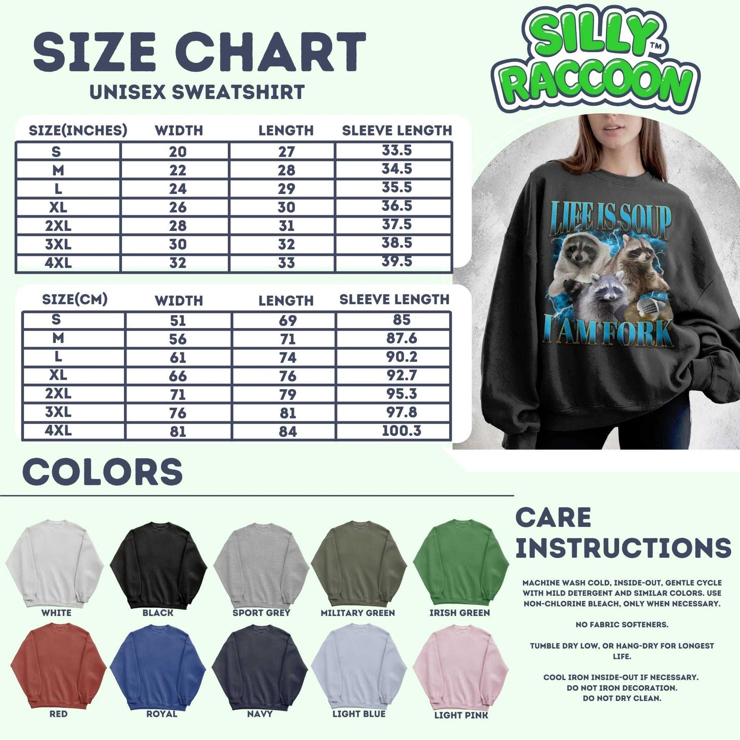 a women's size chart for a sweatshirt