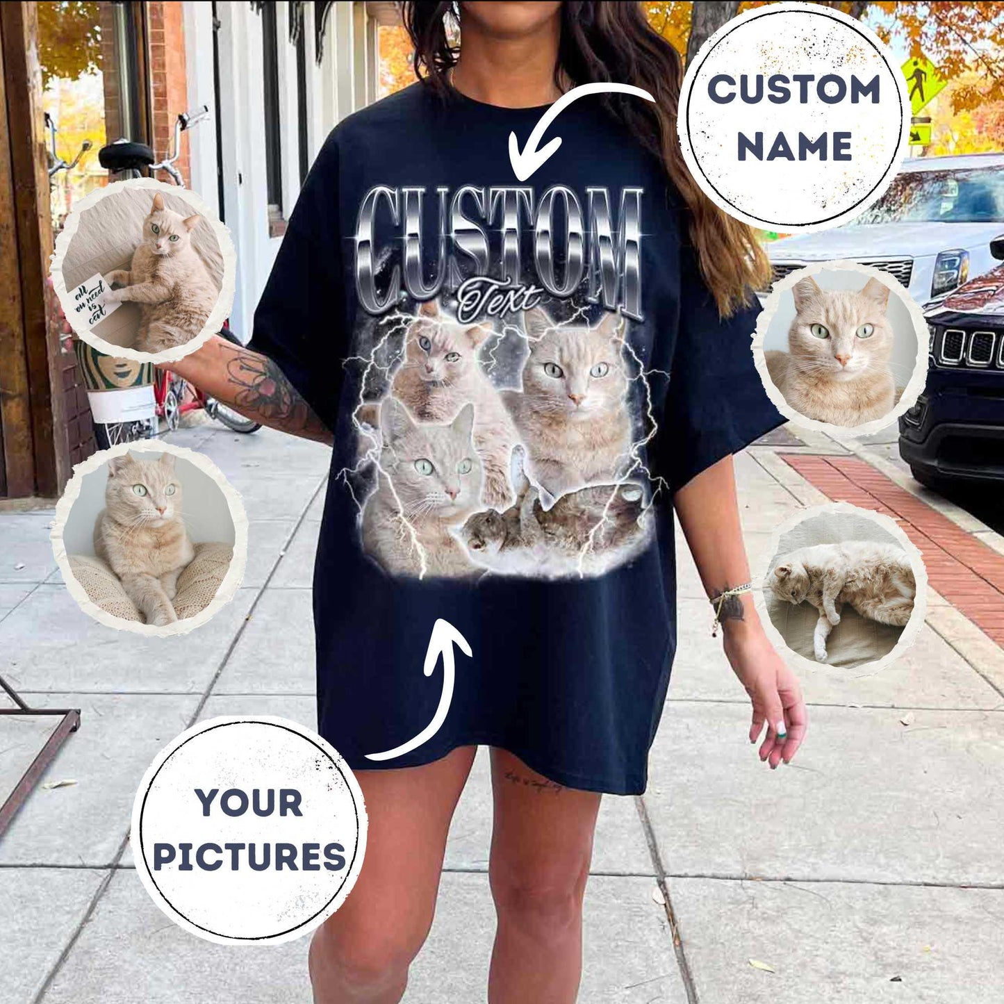 Custom Bootleg T-Shirt, Personalized Shirt from Photos, Unique Design Gift for Boyfriend, Girlfriend, Friends & Family