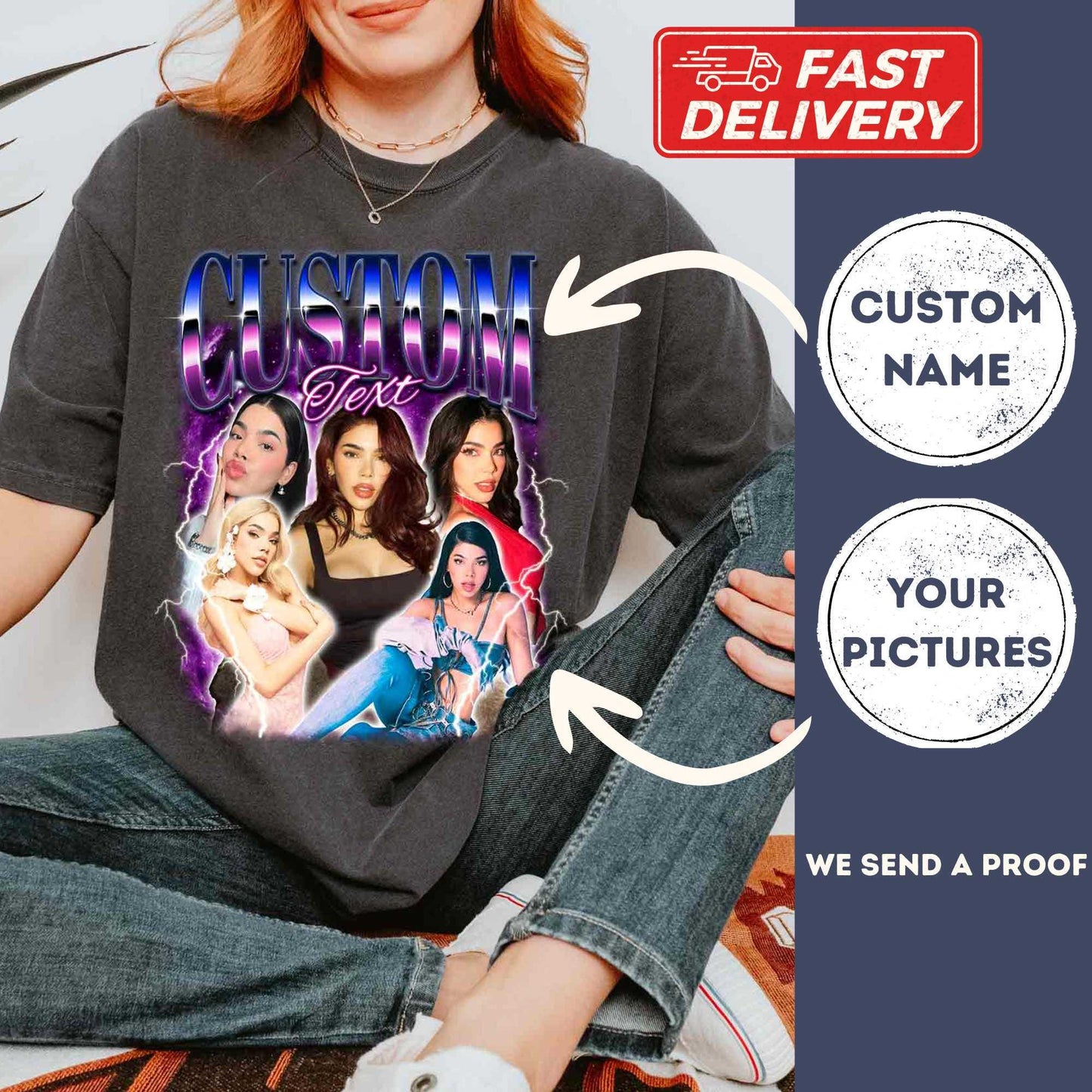 Custom Bootleg T-Shirt, Personalized Shirt from Photos, Unique Design Gift for Boyfriend, Girlfriend, Friends & Family