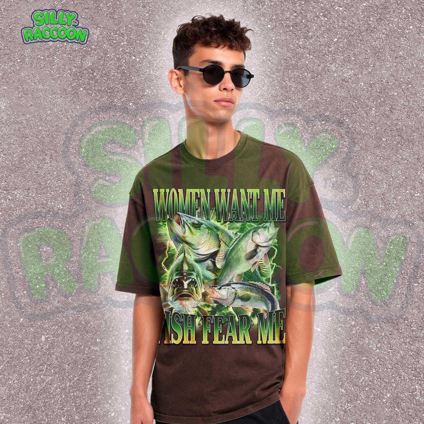 Funny fishing shirt for men featuring the phrase “Women Want Me Fish Fear Me” with bold green bass fish graphics in a retro 90s style. Perfect ironic meme tee for boyfriend, dad, or outdoorsy guy with a sense of humor. Ideal gift for Father's Day, birthdays, or cringe-loving meme fans. Eye-catching vintage-style design with outdoor aesthetic and masculine humor appeal.