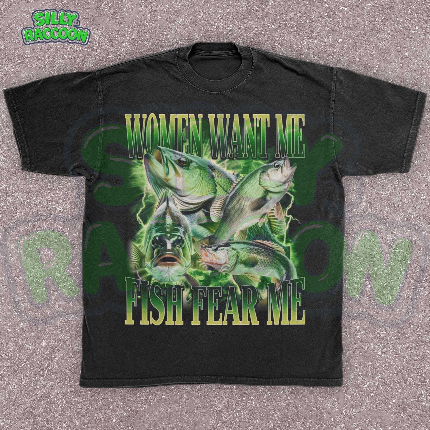Funny fishing shirt for men featuring the phrase “Women Want Me Fish Fear Me” with bold green bass fish graphics in a retro 90s style. Perfect ironic meme tee for boyfriend, dad, or outdoorsy guy with a sense of humor. Ideal gift for Father's Day, birthdays, or cringe-loving meme fans. Eye-catching vintage-style design with outdoor aesthetic and masculine humor appeal.