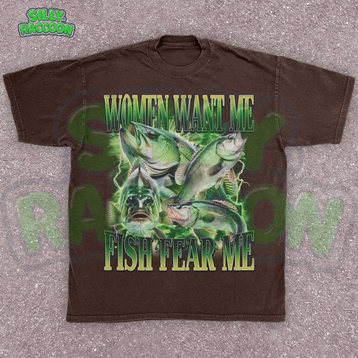 Funny fishing shirt for men featuring the phrase “Women Want Me Fish Fear Me” with bold green bass fish graphics in a retro 90s style. Perfect ironic meme tee for boyfriend, dad, or outdoorsy guy with a sense of humor. Ideal gift for Father's Day, birthdays, or cringe-loving meme fans. Eye-catching vintage-style design with outdoor aesthetic and masculine humor appeal.