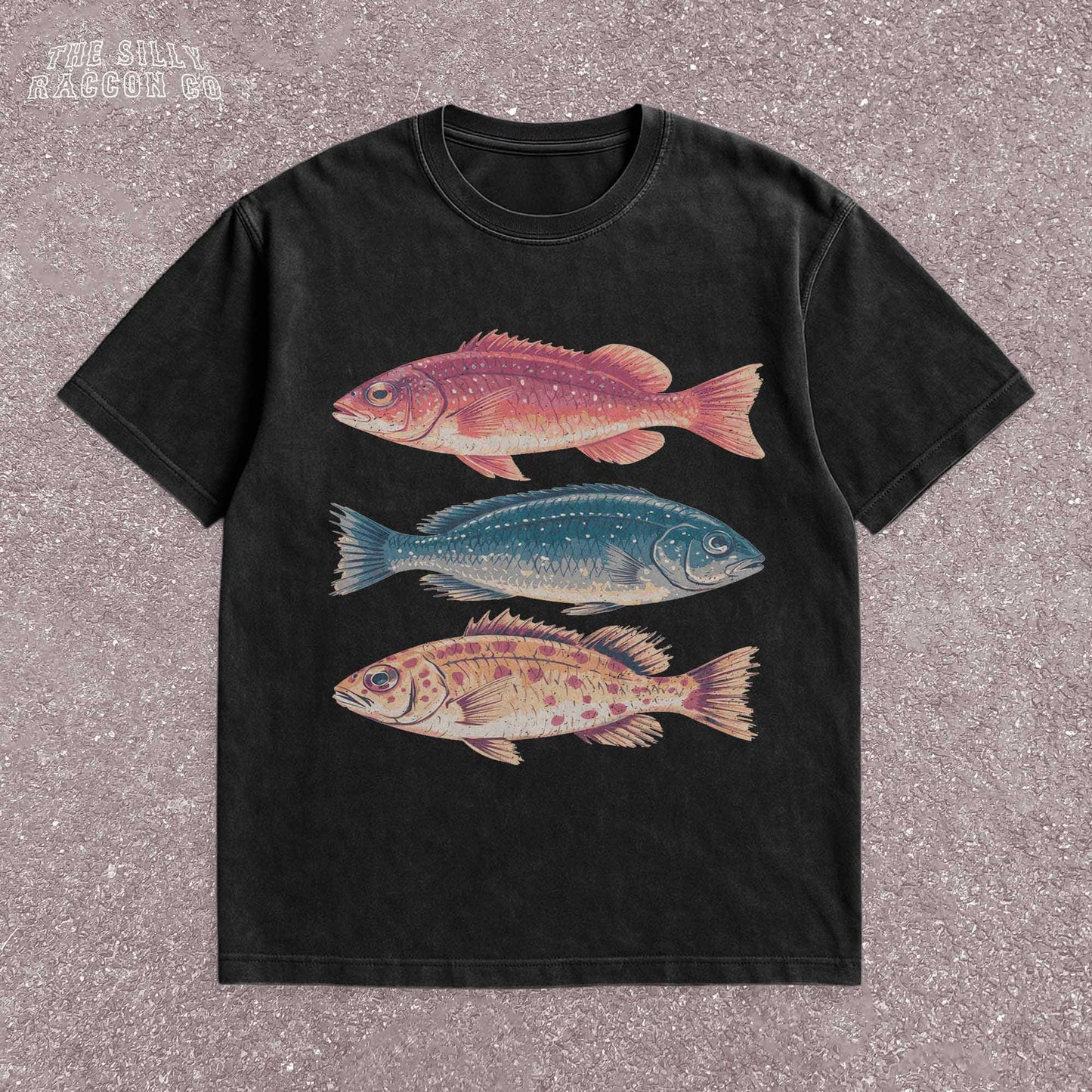 Vintage fish shirt for men and women featuring three illustrated fish in retro colors on a natural Comfort Colors tee. Perfect for outdoorsy types, ocean lovers, anglers, and marine biology fans. This nature-themed graphic t-shirt combines vintage style with beachy summer vibes. A great gift for fishermen, Father's Day, or anyone into fishing, sea life, or the outdoors. Classic fit with artistic nature illustrations.