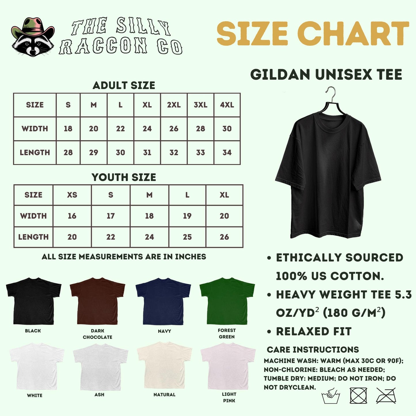 the size chart for a t - shirt