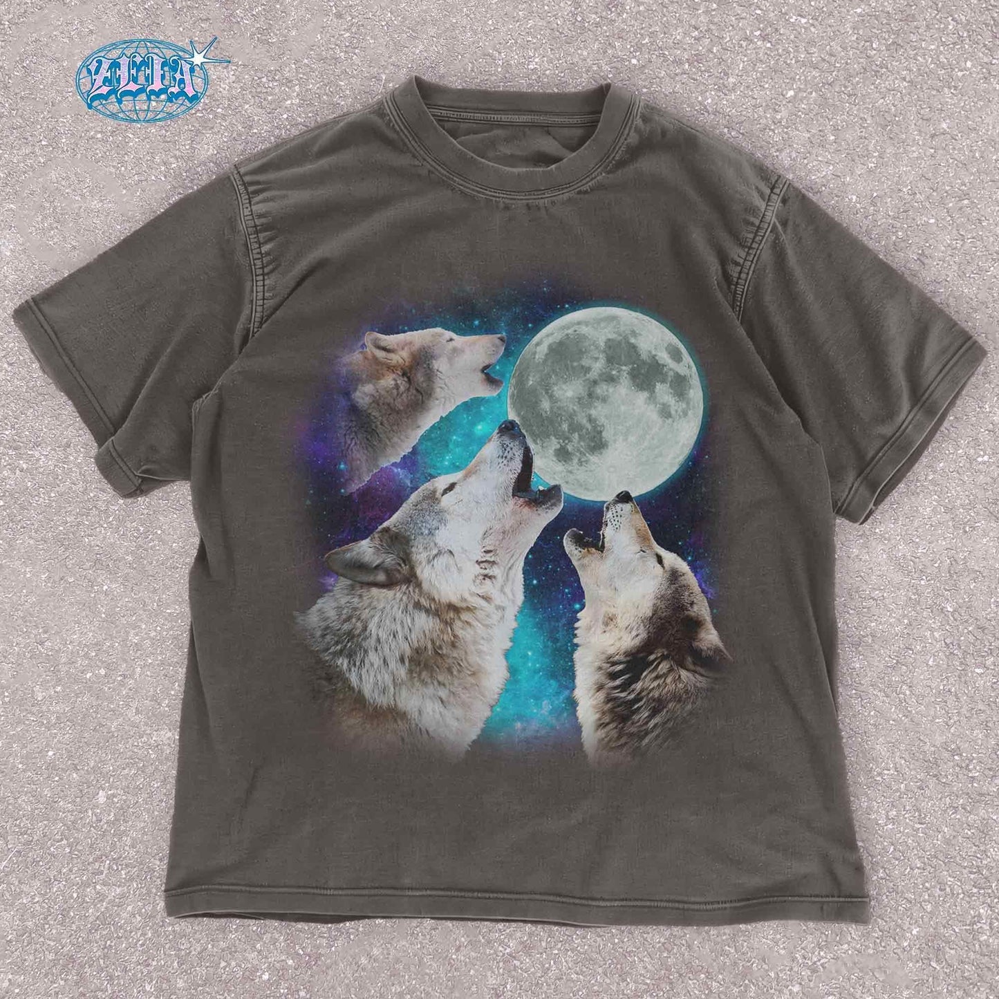 Unisex wolf t-shirt with three wolves howling at the moon in a galaxy-themed design. Perfect for nature lovers, animal lovers, and anyone who wants to show off their wild side. Great for everyday wear, outdoor adventures, or just lounging at home.