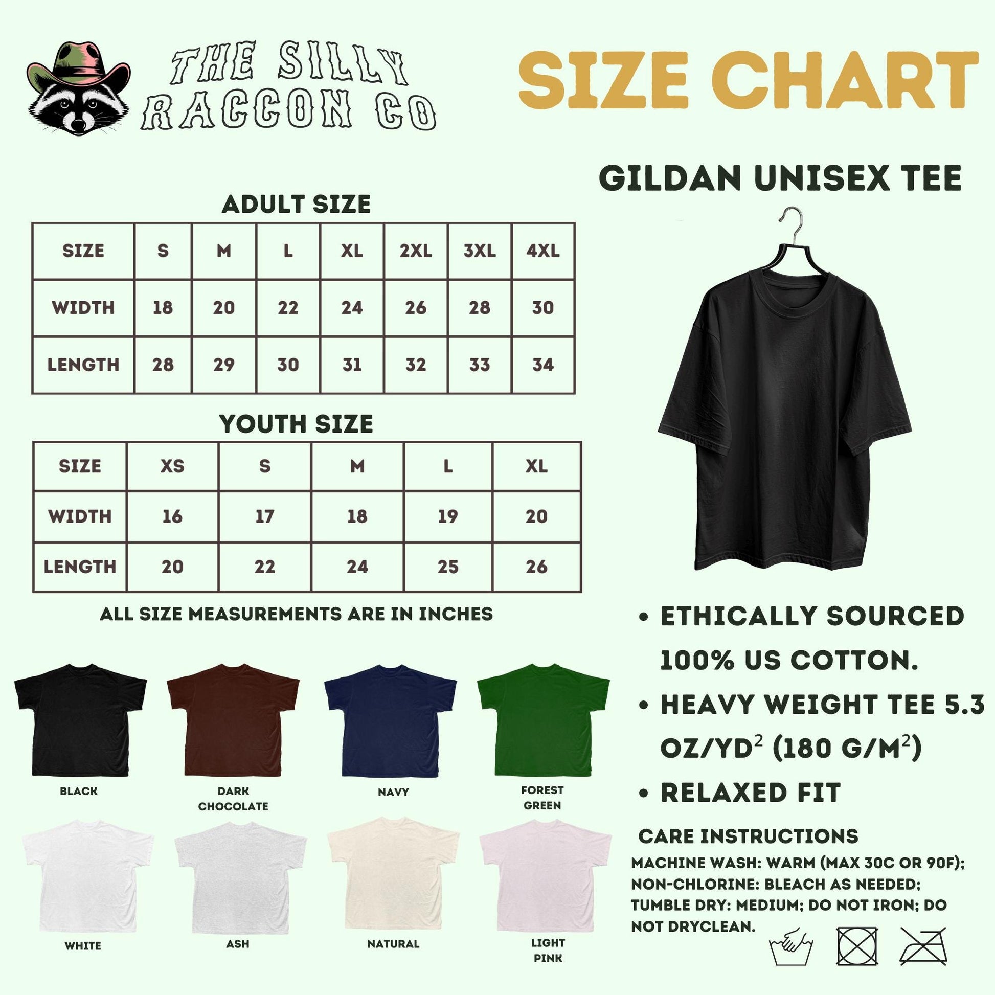 the size chart for a t - shirt