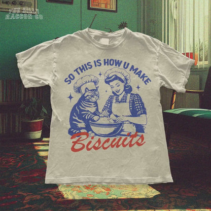 Funny Cat T-shirt Vintage Baking Tee Retro Kitchen Humor Cat Kneading Shirt Cat Mom Gift Unisex Cooking Tshirt Retro Cat Lover Gift