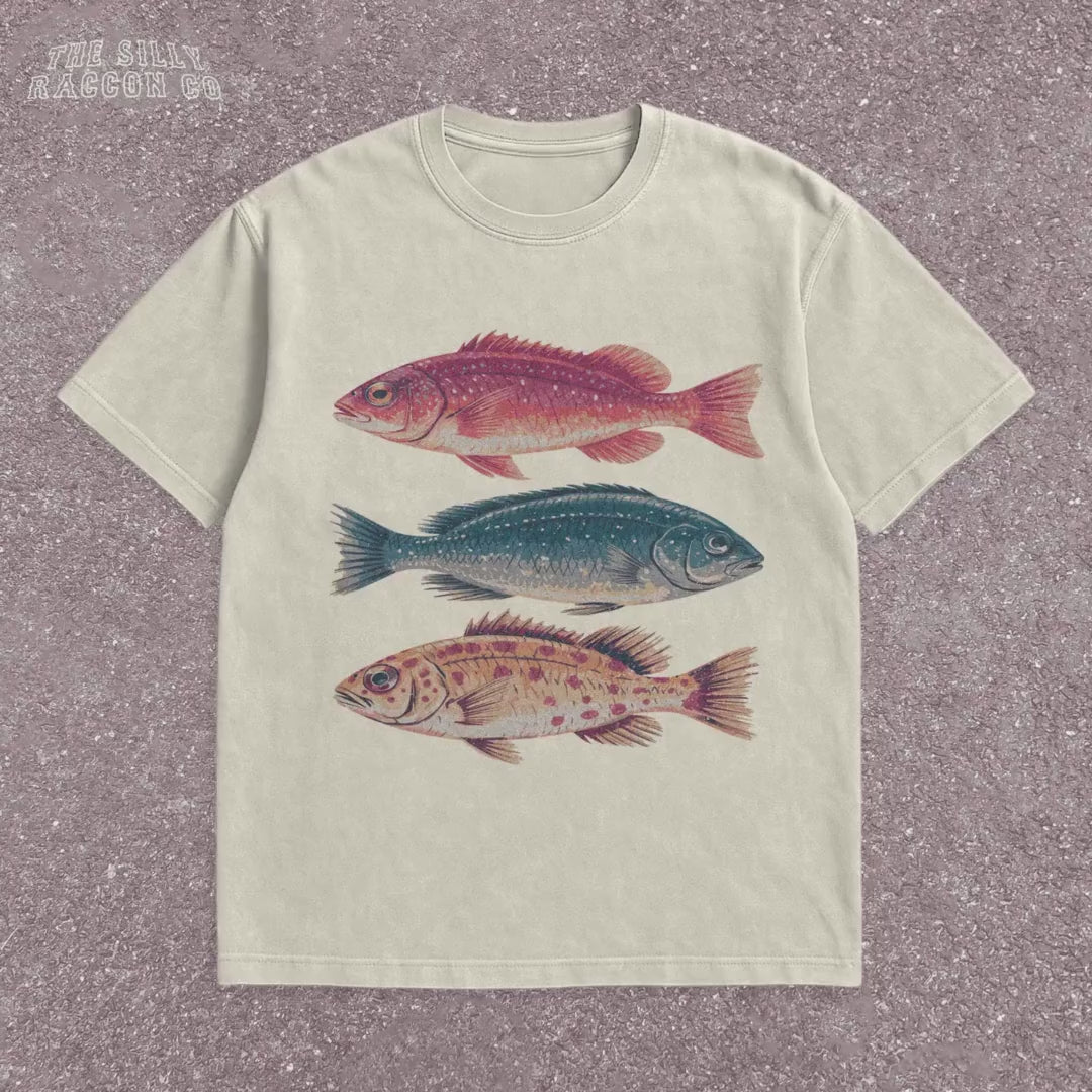 Vintage Fish Shirt Nature Lover Gift for Men Women Retro Fishing T-Shirt Outdoors Marine Biology Tee Comfort Colors Sea Life Retro Top